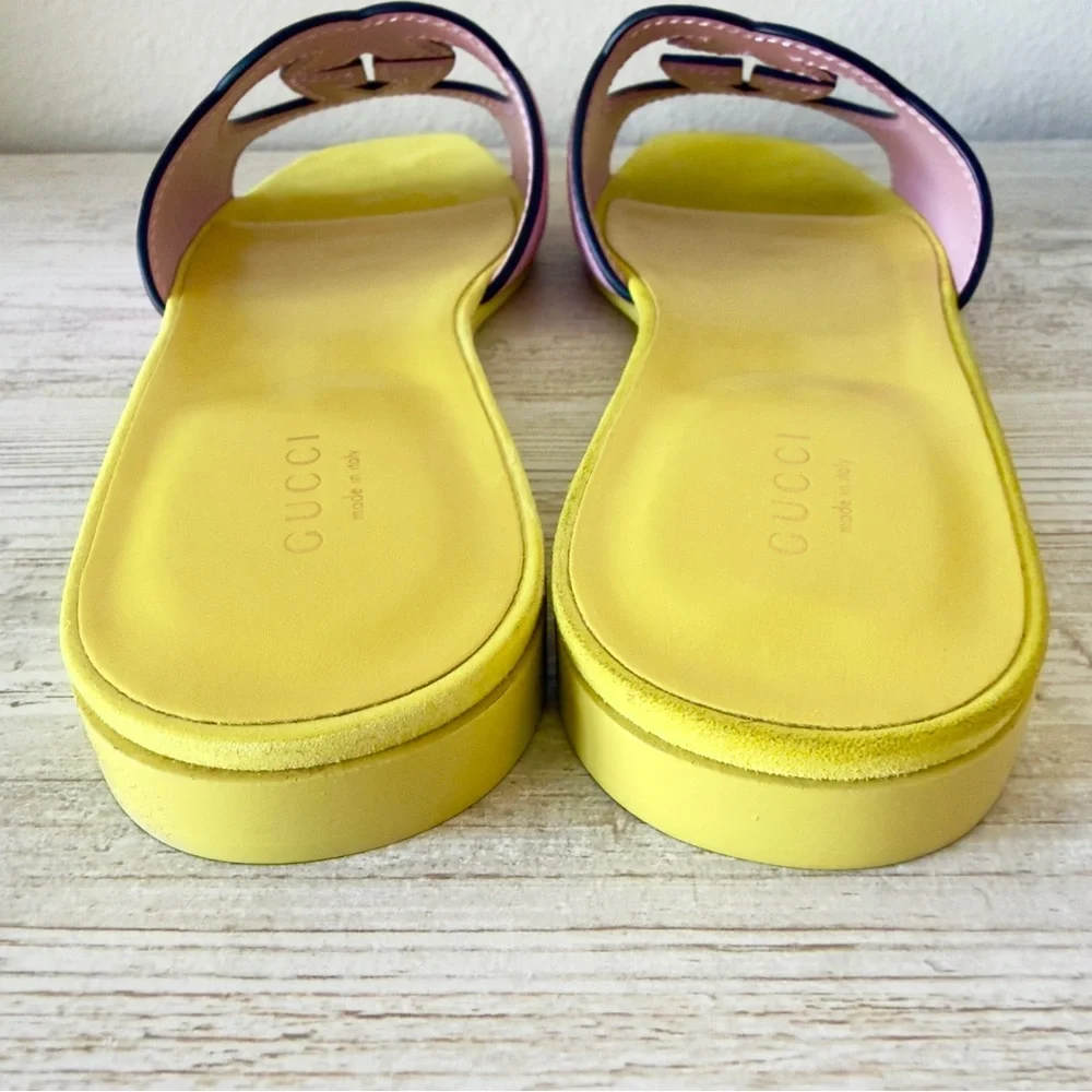 New Gucci Interlocking G leather suede slide sandals size IT 39.5, US 9.5 - Picture 5 of 11
